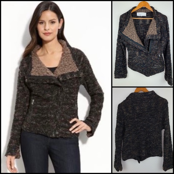 Anthropologie Sweaters - Anthro Curio NY Knit Wool Moto Jacket Coat
